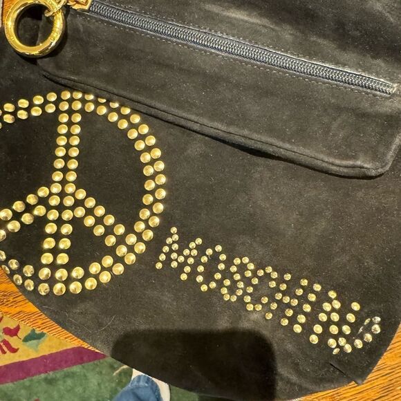 Vintage Moschino Black Suede & Gold Studded Clutch Bag - Picture 2 of 11